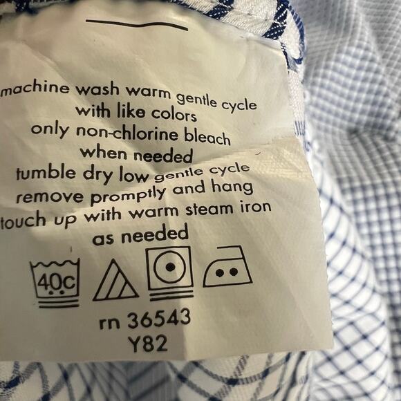 Chaps Men's Button Down Dress Shirt Size XL Blue & White Long Sleeve 18.5 Neck - Picture 6 of 6